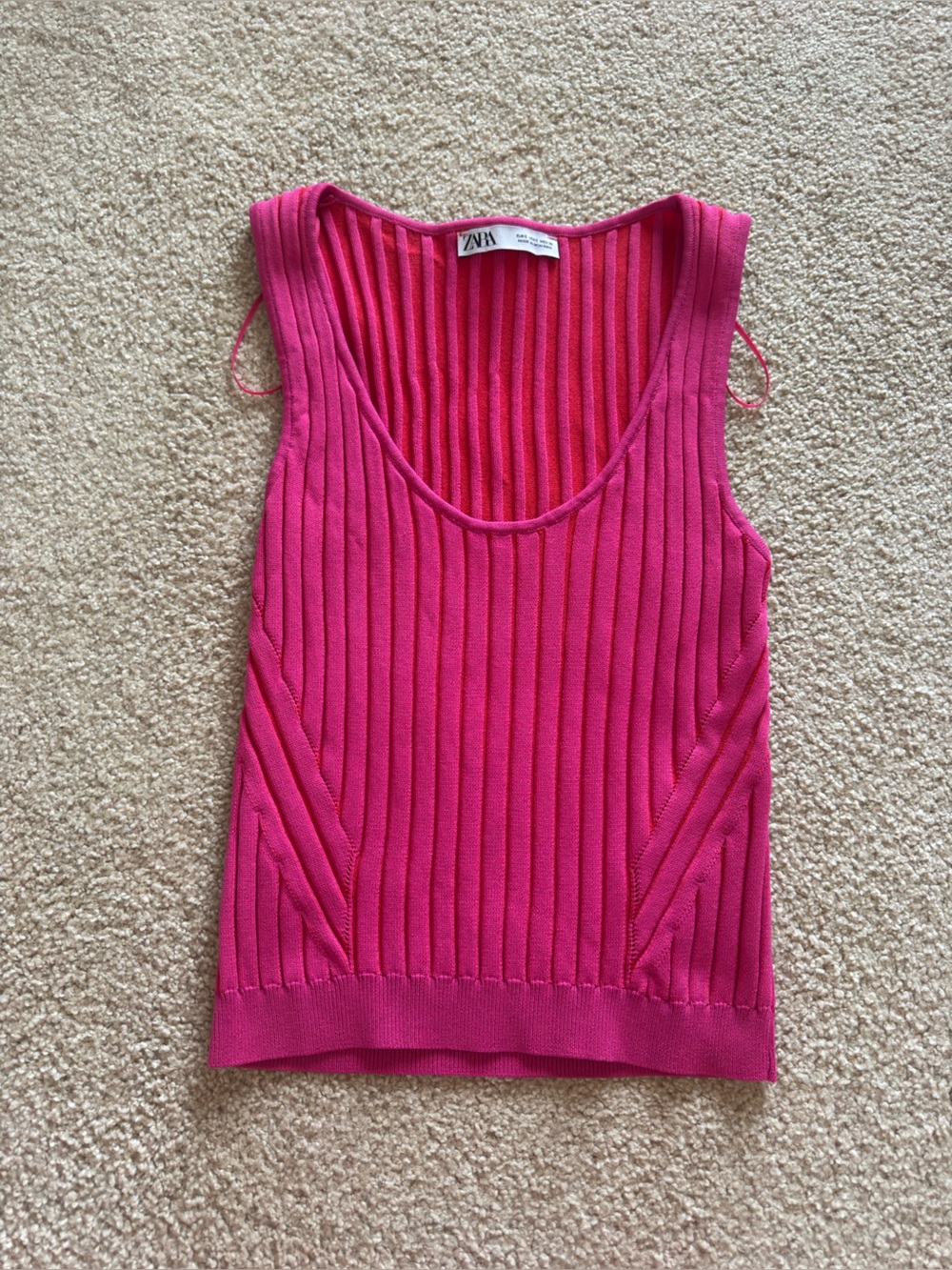 Zara Hot Pink Ribbed Knit Tank Top